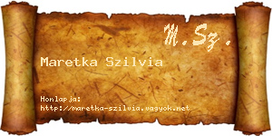 Maretka Szilvia névjegykártya